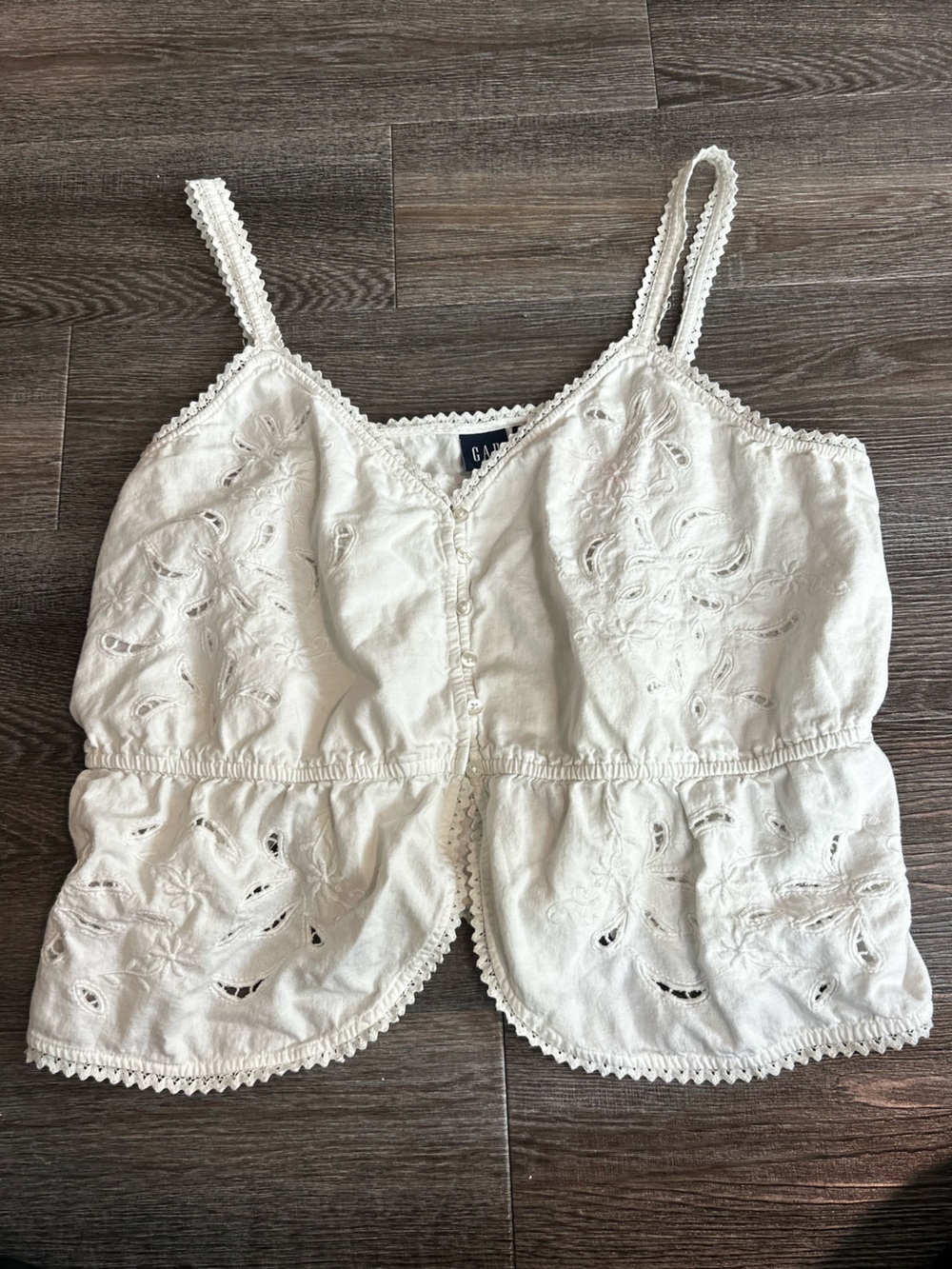 GAP White Eyelet Lace Trim Tank